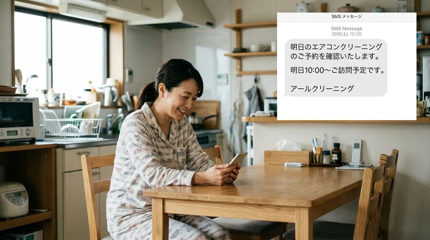 訪問前日に確認連絡をするスタッフ