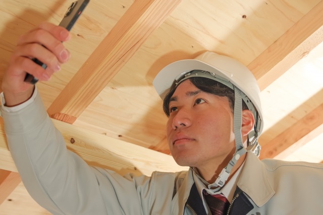 入口を調べる害獣駆除業者