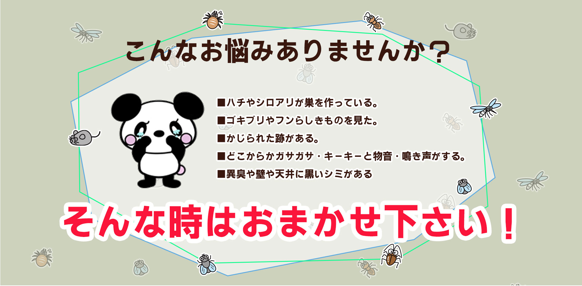 アールクリーニング,害虫,害獣,害虫駆除,害獣駆除,こんなお悩みありませんか？